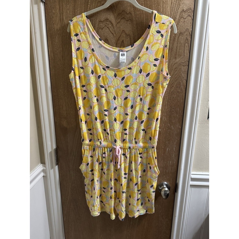 Alex's Lemonade Stand Romper Size L Pockets Stretch Drawstring Waist Light Pink